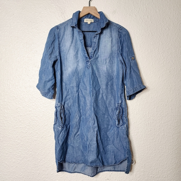 Cloth & Stone Chambray Shirt Dress Size Small - Picture 1 of 6